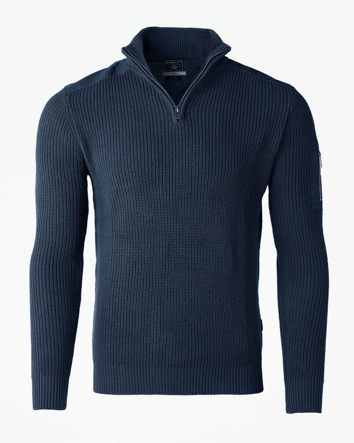 ZIMEGO Mens Long Sleeve Pullover Quarter Zip Mock Neck Polo Sweater with Pocket-0
