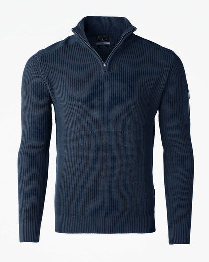 ZIMEGO Mens Long Sleeve Pullover Quarter Zip Mock Neck Polo Sweater with Pocket-0