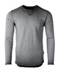 ZIMEGO Mens Long Sleeve Crewneck Oil Wash Vintage Raw Edge Hem Hipster Hip-Hop T shirt-1