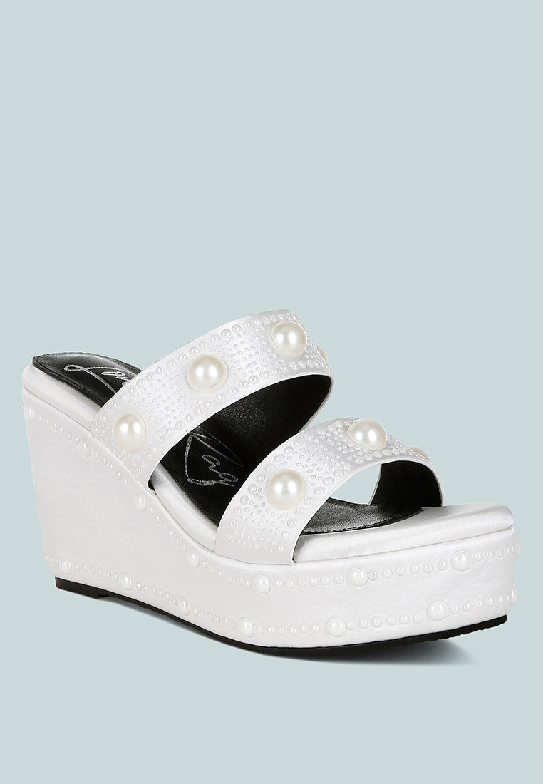 Django Pearl Embellished Wedge Sandals-1