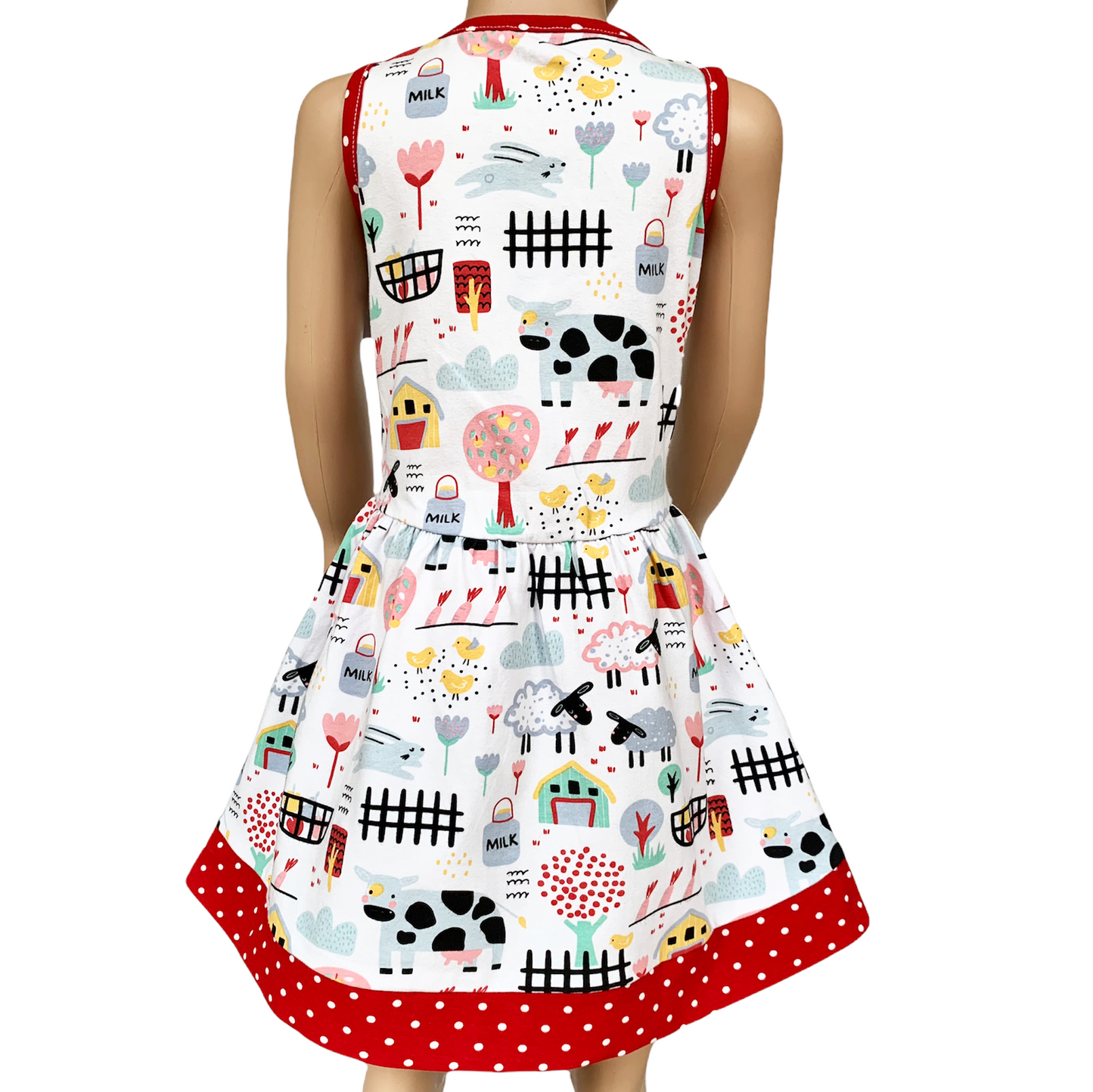 AnnLoren Little & Big Girls Farm Animal Sleeveless Cotton Swing Dress-1
