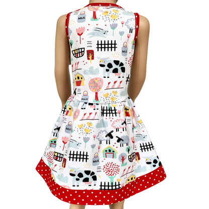 AnnLoren Little & Big Girls Farm Animal Sleeveless Cotton Swing Dress-1