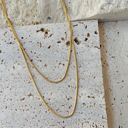 18K Gold Plated Double-Row Snake Chain Necklace