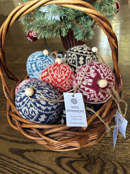 Nordic Yarn Ornament - Recycled Sustainable Christmas Decor Toy (Zelta - Crimson)-3