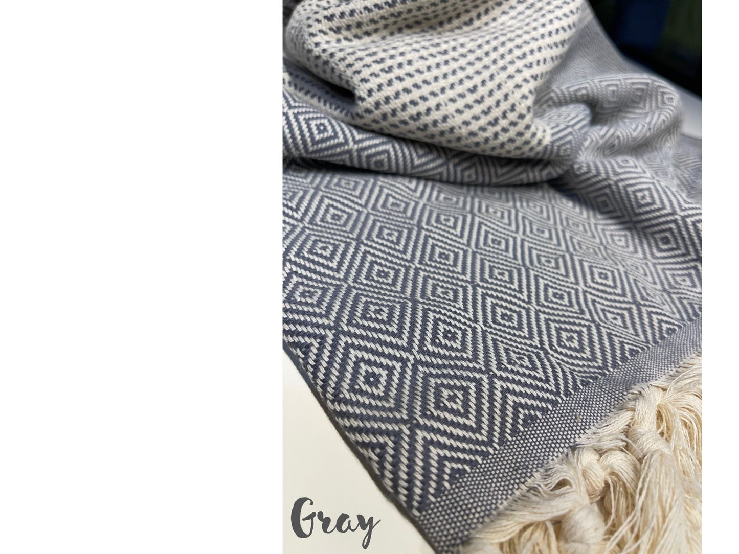 DOTTY DIAMOND GREY TURKISH TOWEL-4