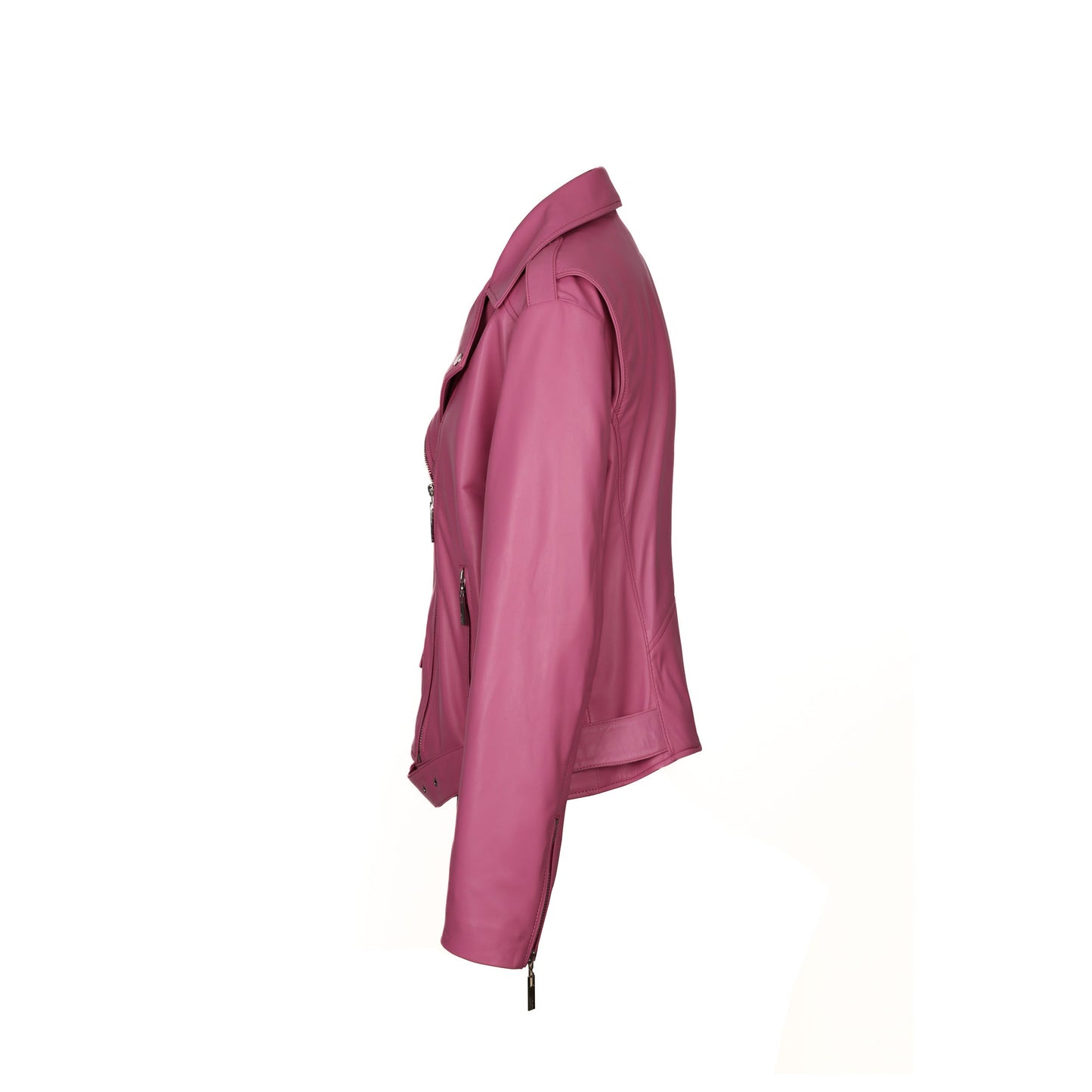 Becca Womens Pink Leather Jacket-4