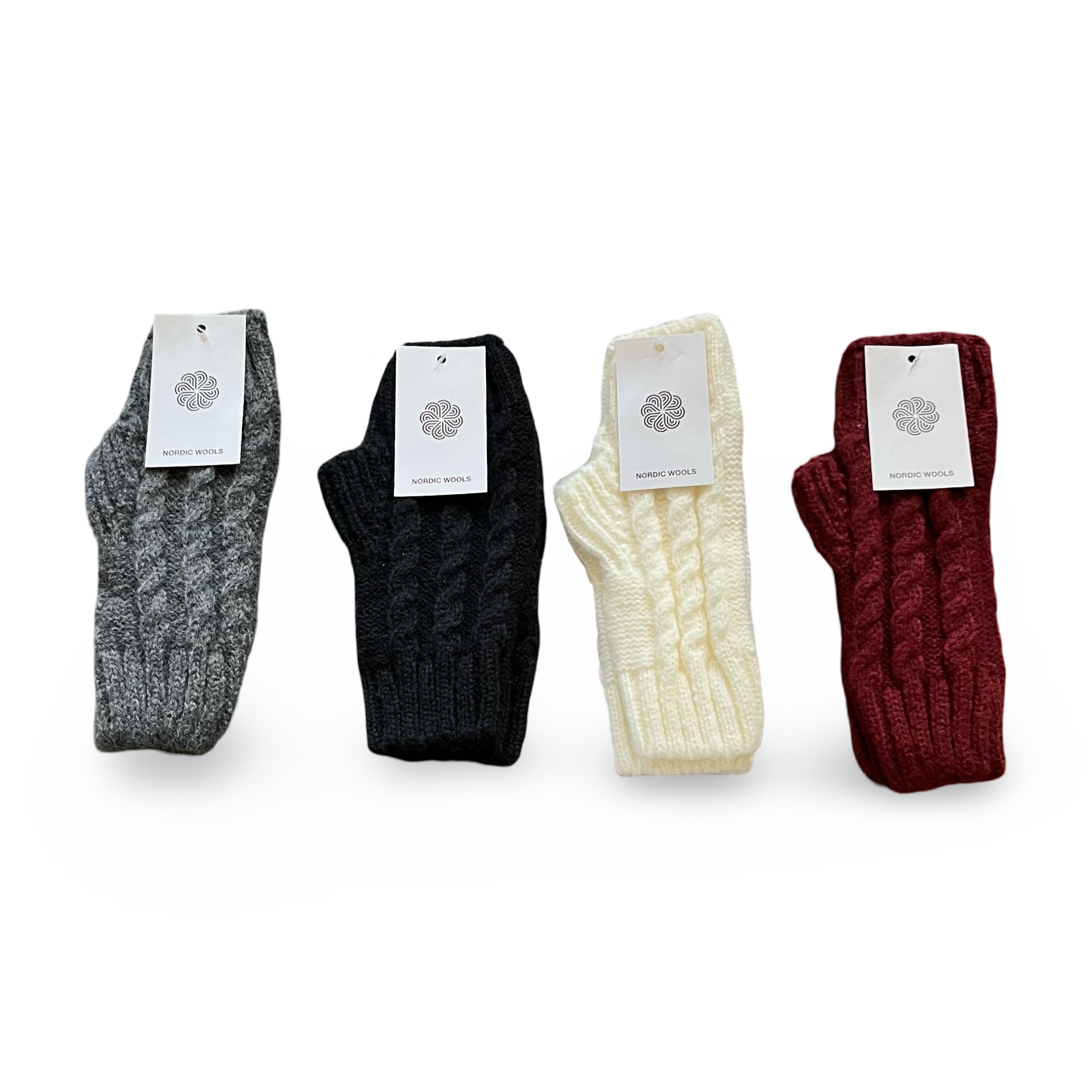 Cozy Fingerless Gloves Set Cable Knit Arm Warmers - Womens-0