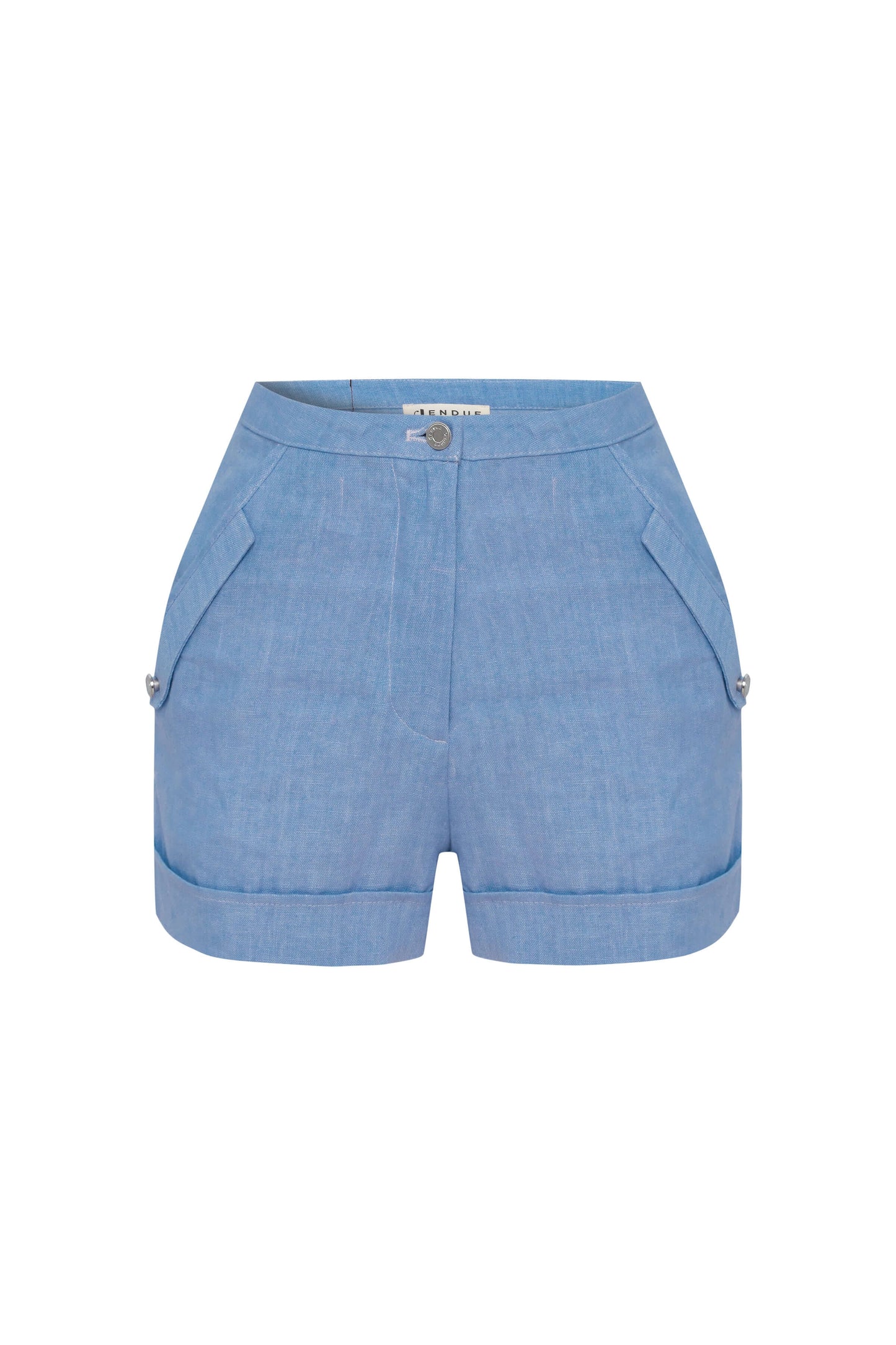 JENDUE Amara Denim Linen Shorts - High-Waisted Comfort-1