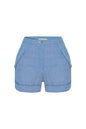 JENDUE Amara Denim Linen Shorts - High-Waisted Comfort-1
