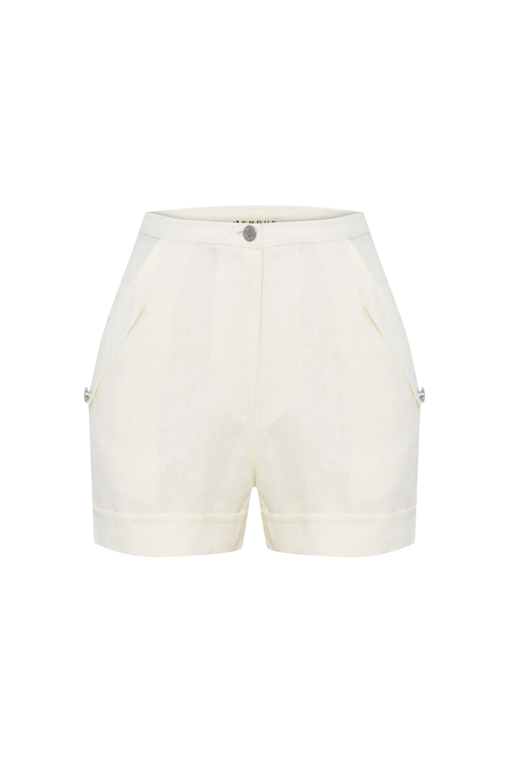 JENDUE Amara Denim Linen Shorts - High-Waisted Comfort-3