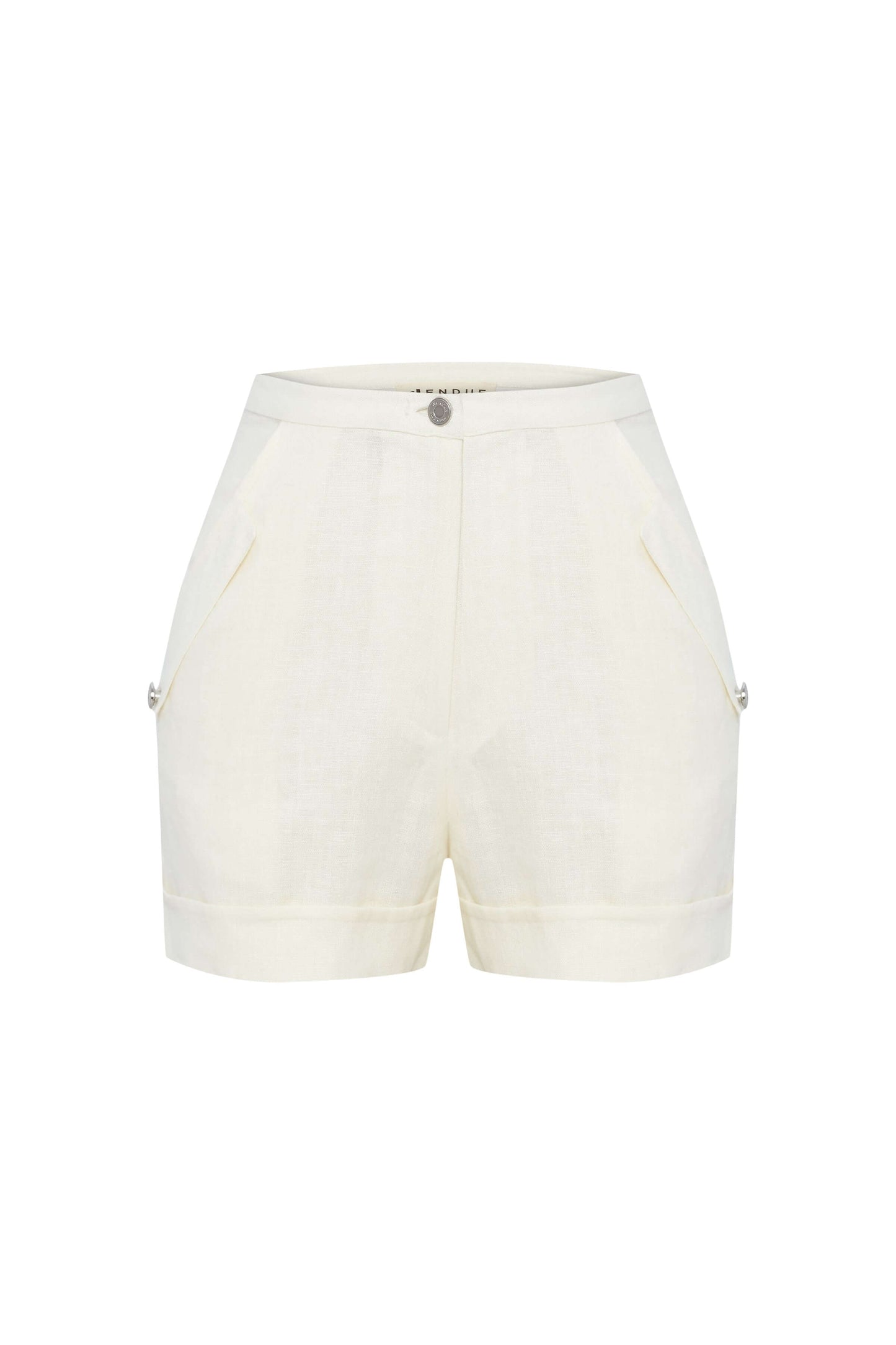 JENDUE Amara Denim Linen Shorts - High-Waisted Comfort-3