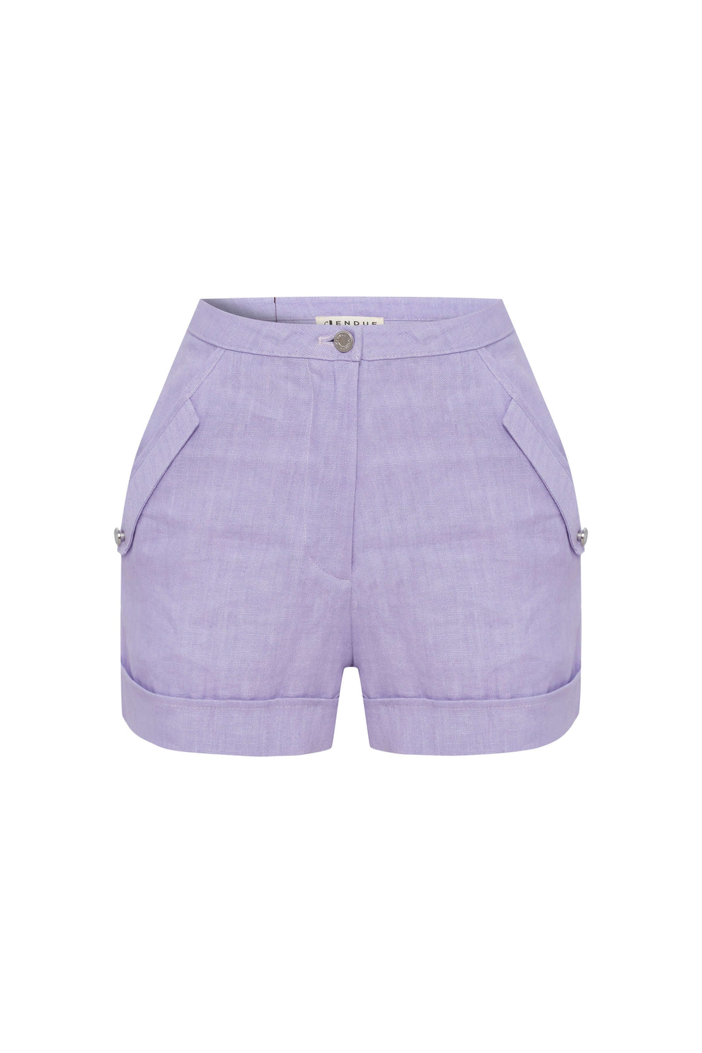 JENDUE Amara Denim Linen Shorts - High-Waisted Comfort-2