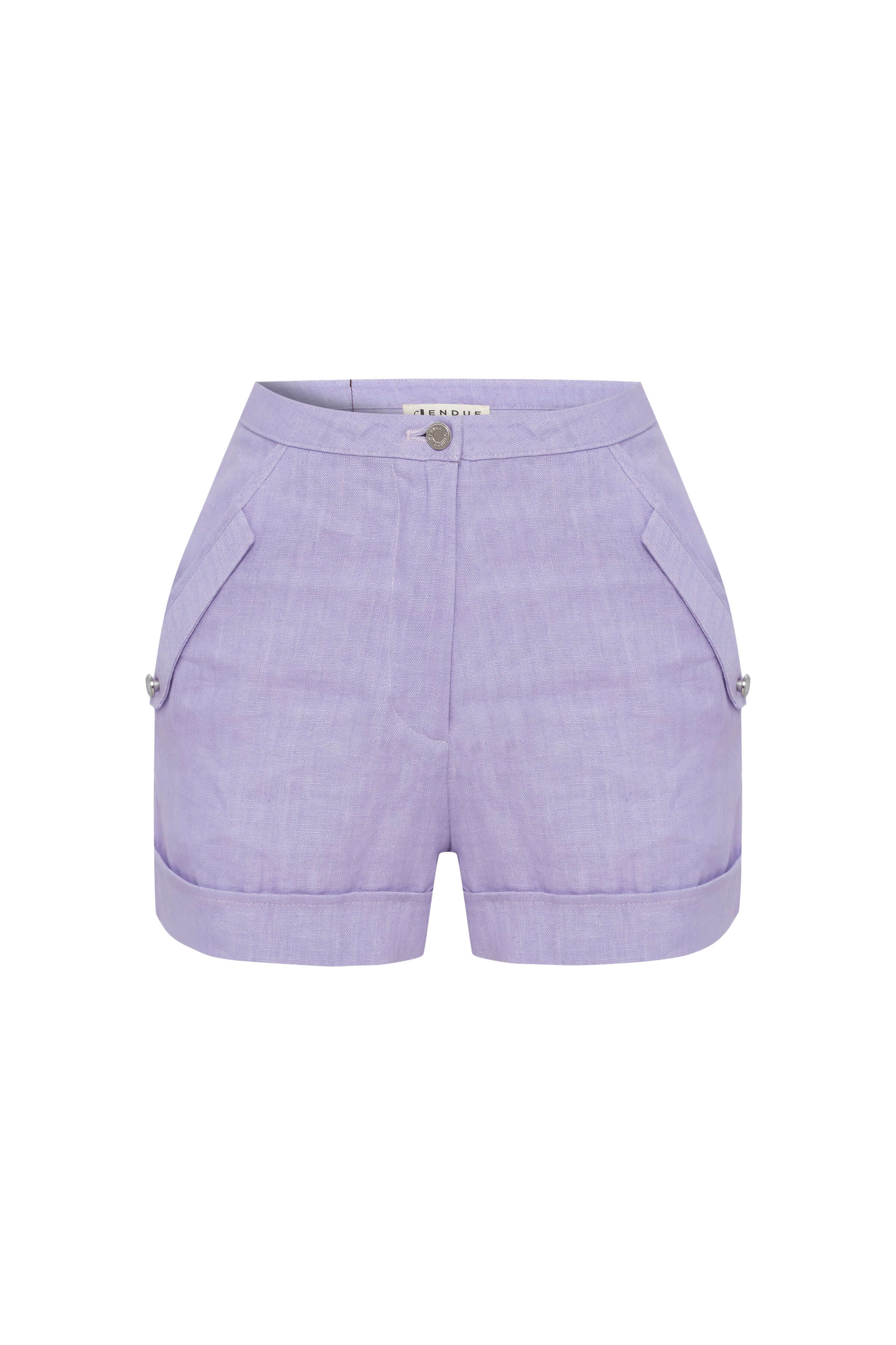 JENDUE Amara Denim Linen Shorts - High-Waisted Comfort-2