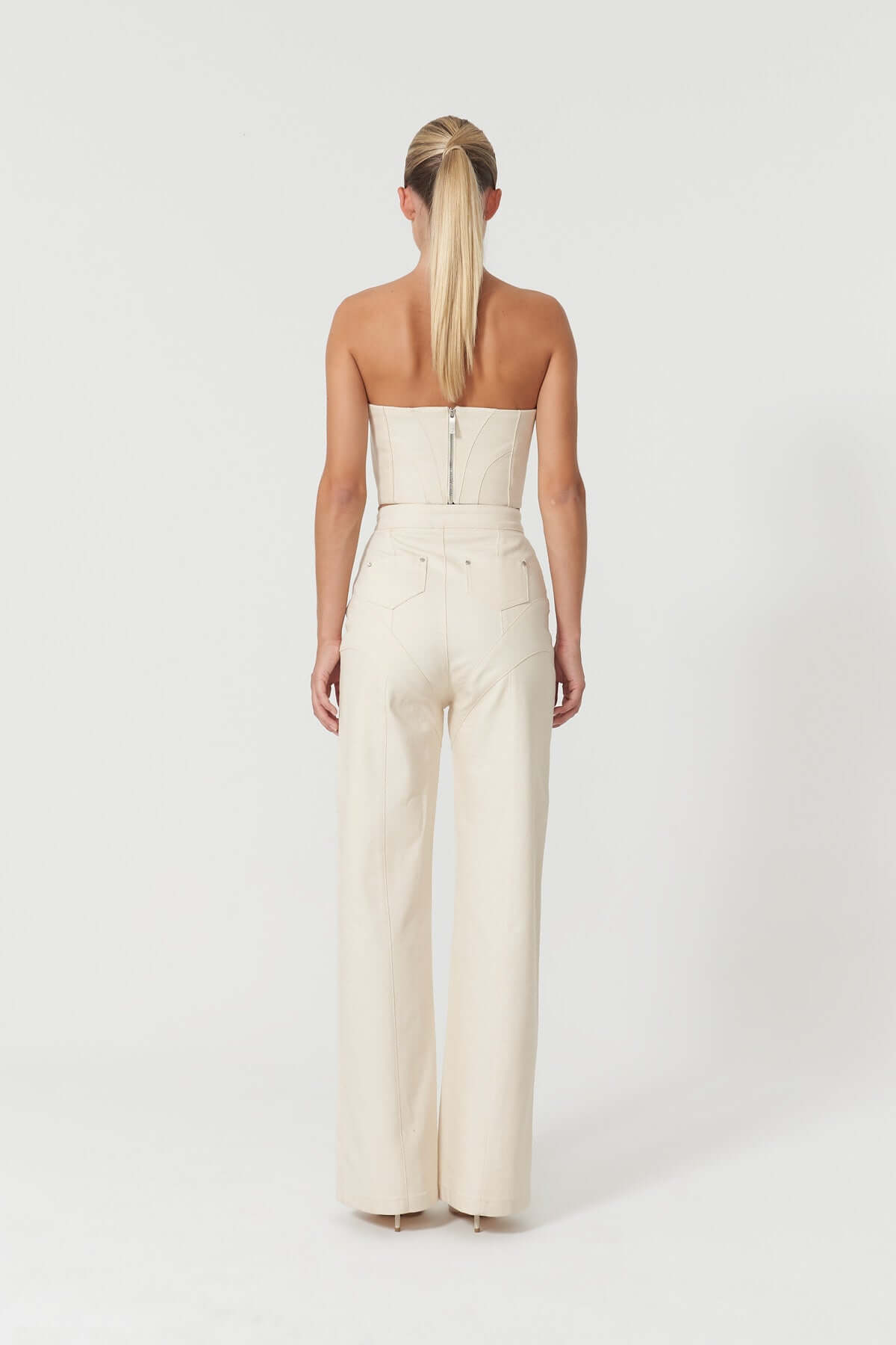 JENDUE Chaby Denim Jean - Ecru Wide Leg-3