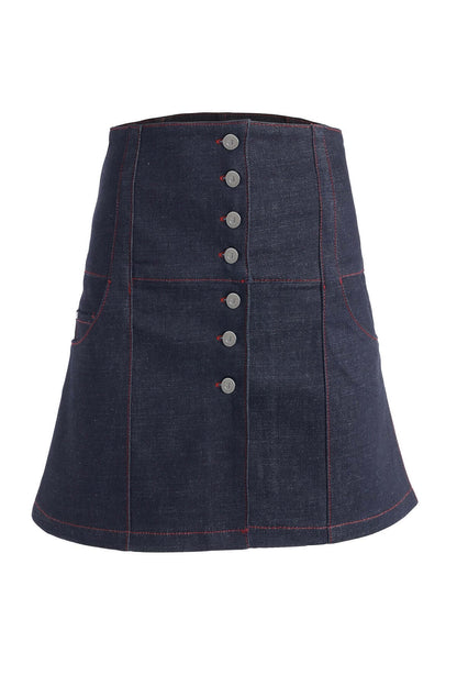 JENDUE Chaby Denim Mini Skirt | High-Waist A-Line-1