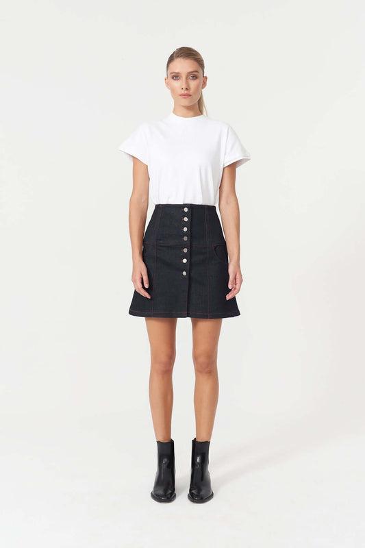 JENDUE Chaby Denim Mini Skirt | High-Waist A-Line-0
