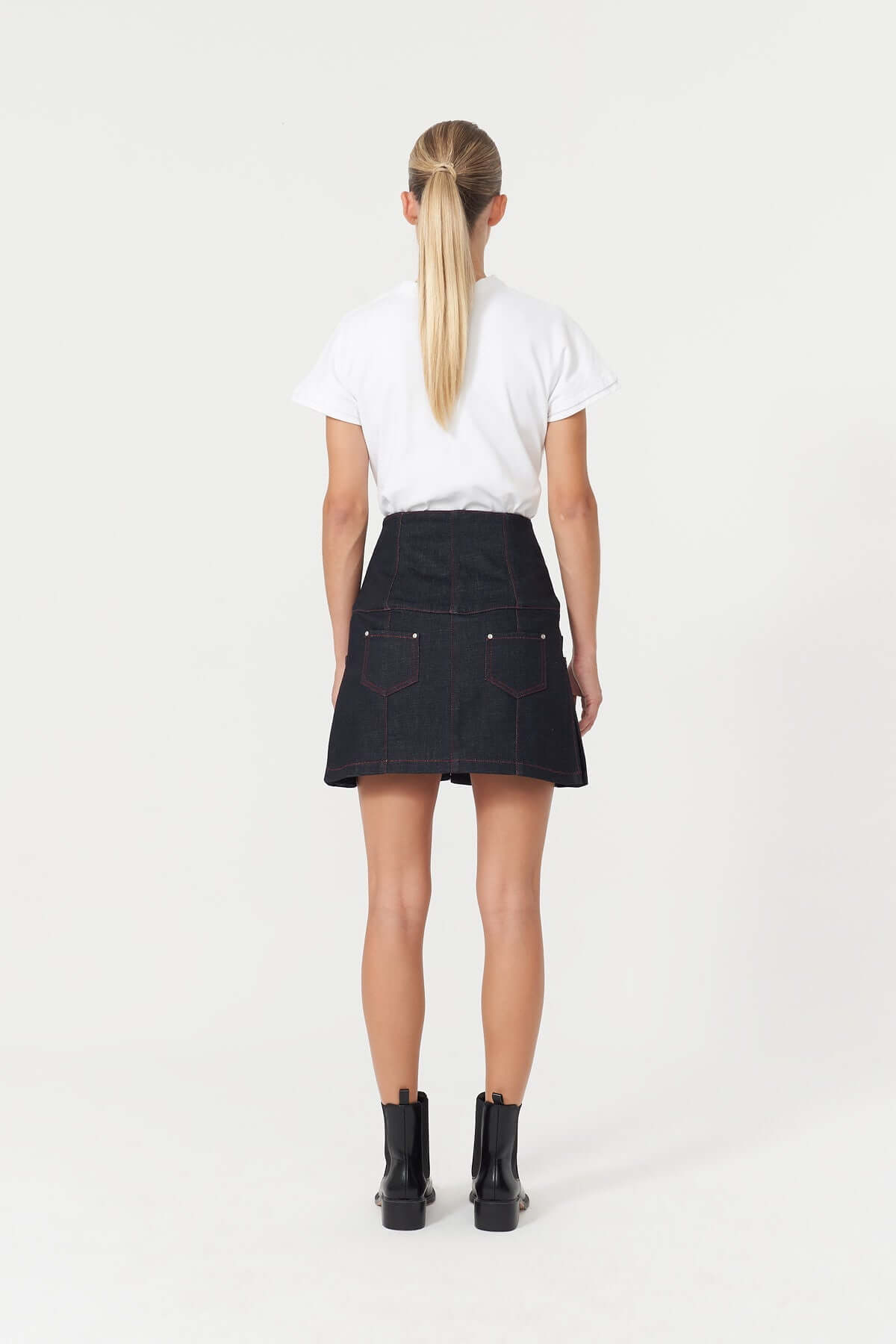 JENDUE Chaby Denim Mini Skirt | High-Waist A-Line-3