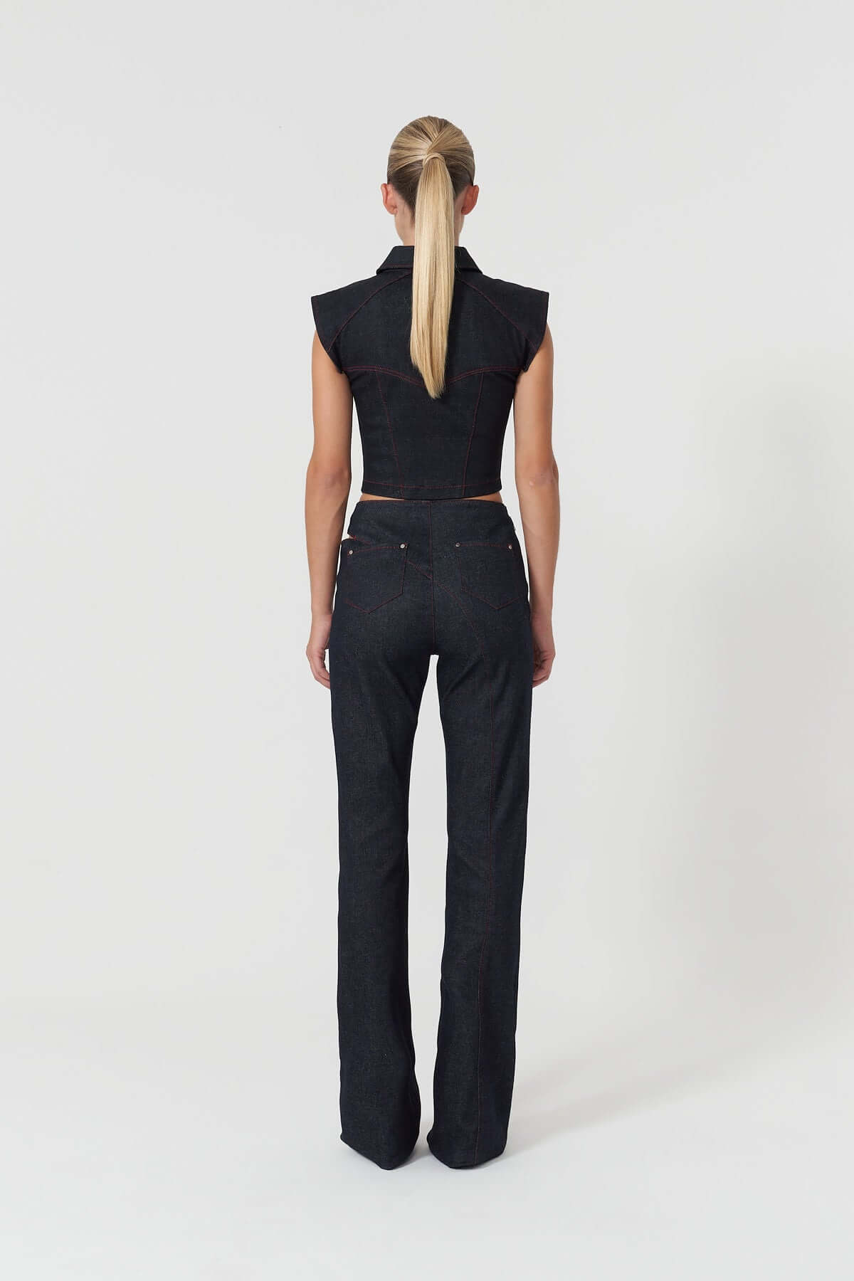JENDUE Davidson Wide Leg Denim Jean - Unique Cut-Out Style-0
