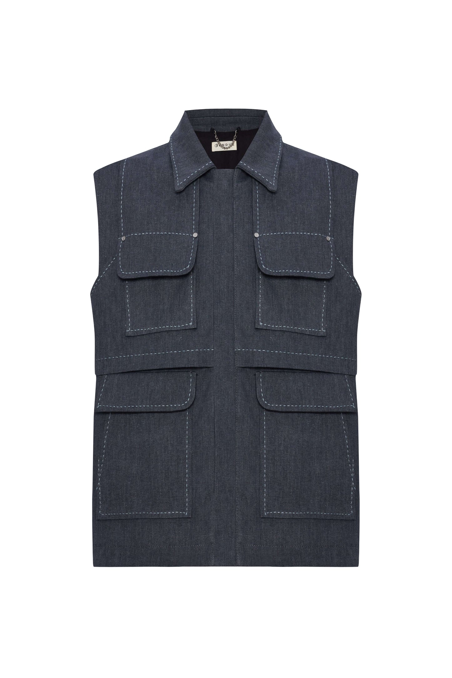 JENDUE Edgar Denim Vest - Men's Sleeveless Utility Jacket-1