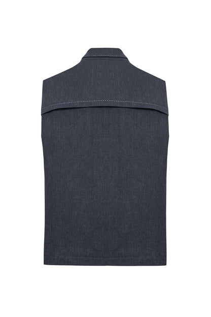 JENDUE Edgar Denim Vest - Men's Sleeveless Utility Jacket-2