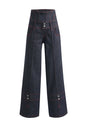 JENDUE Harvey High-Waisted Wide Leg Denim Jeans - Dark Wash-1