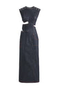 JENDUE Harvey Maxi Denim Dress - Unique Cut-Out Design-1