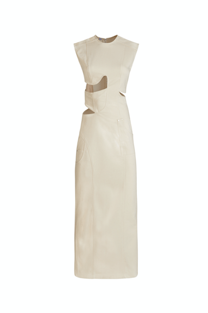 JENDUE Harvey Maxi Denim Dress - Unique Cut-Out Design-2