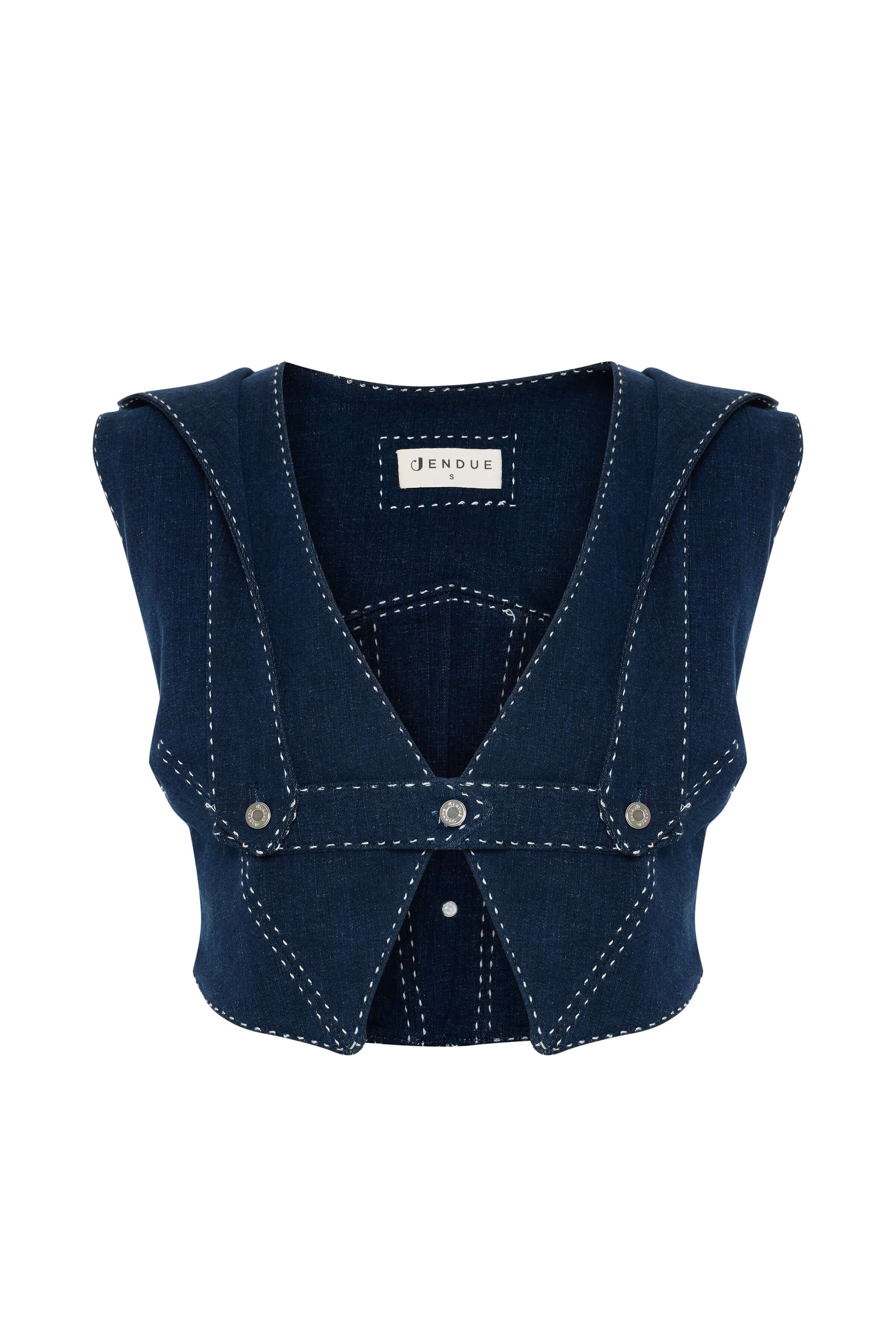 JENDUE Lia Denim Top - Stylish Denim Vest-2