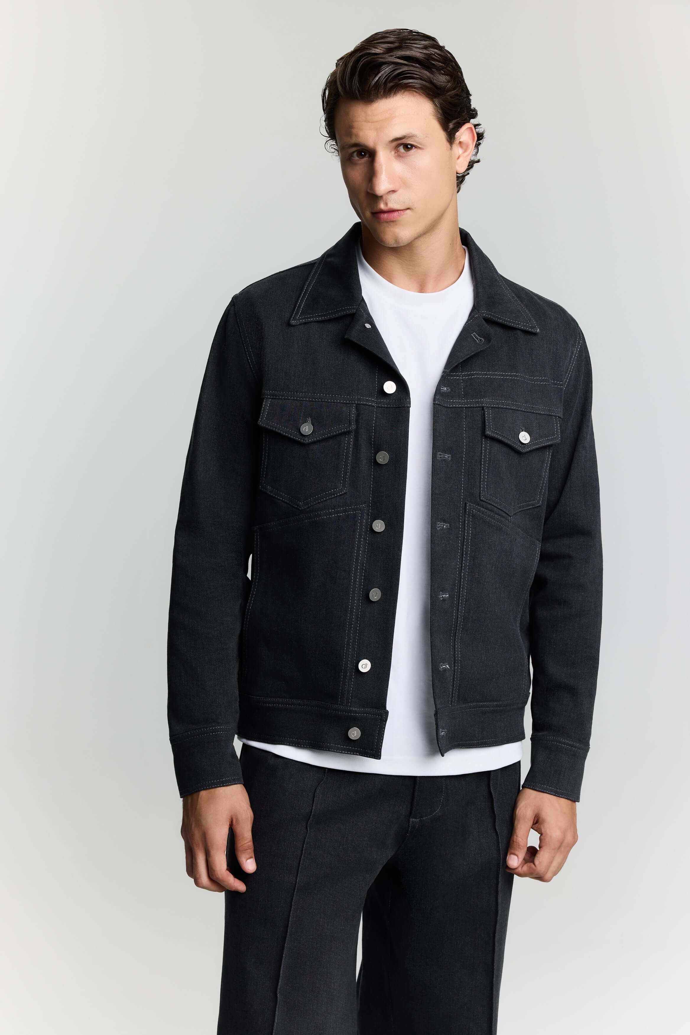 JENDUE Livorno Denim Jacket - Men's Dark Wash Jean Jacket-0