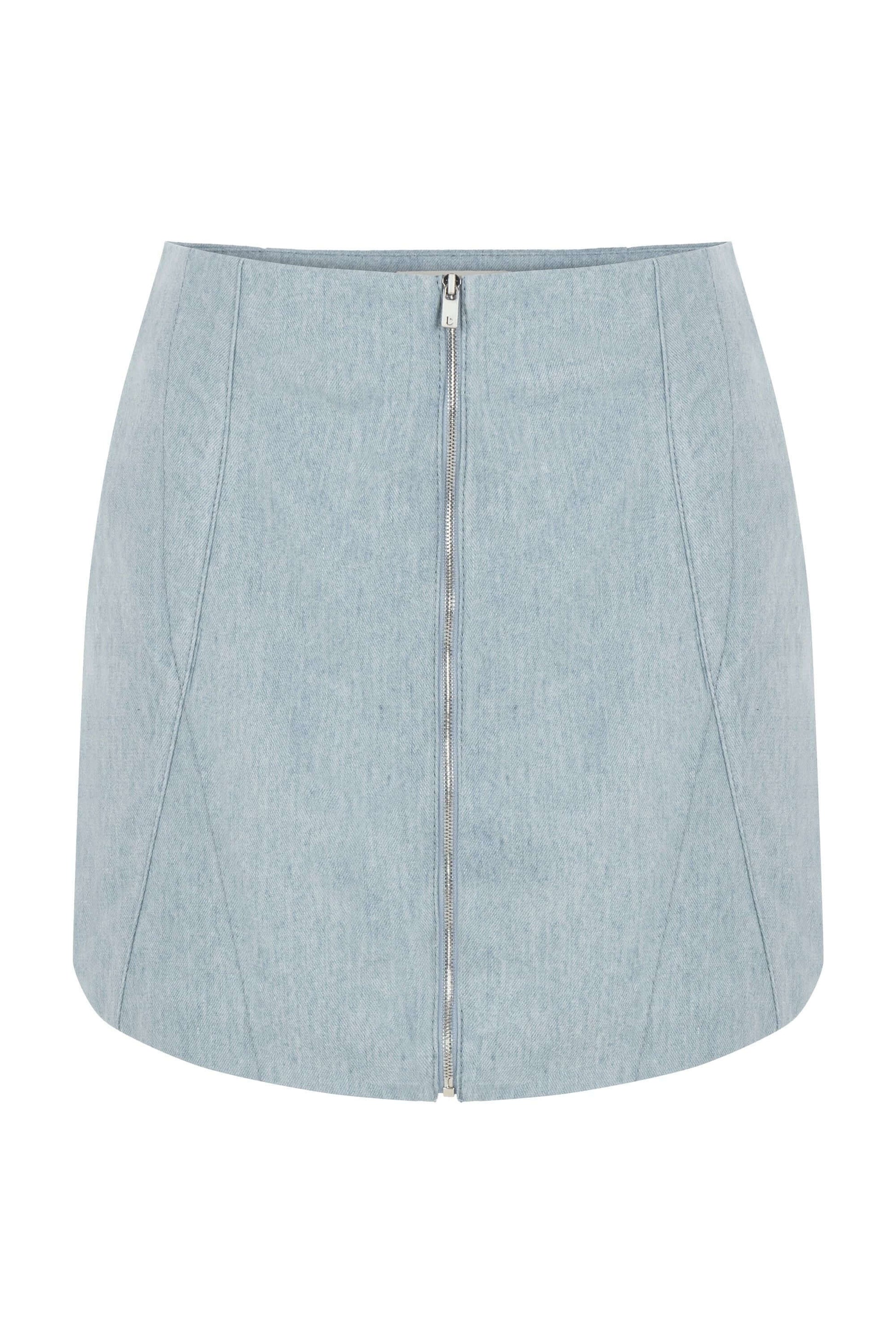 JENDUE Marvel Denim Mini Skirt - Light Wash-1