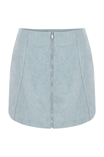JENDUE Marvel Denim Mini Skirt - Light Wash-1