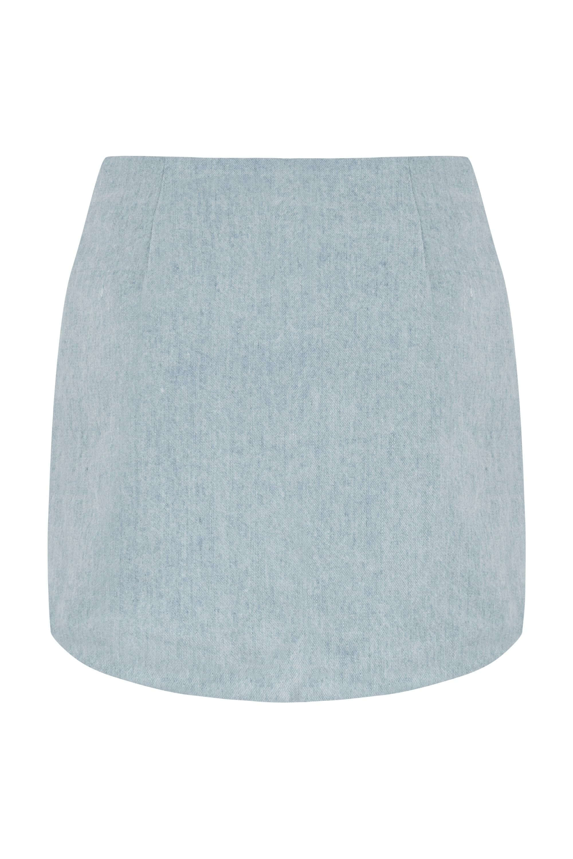 JENDUE Marvel Denim Mini Skirt - Light Wash-2