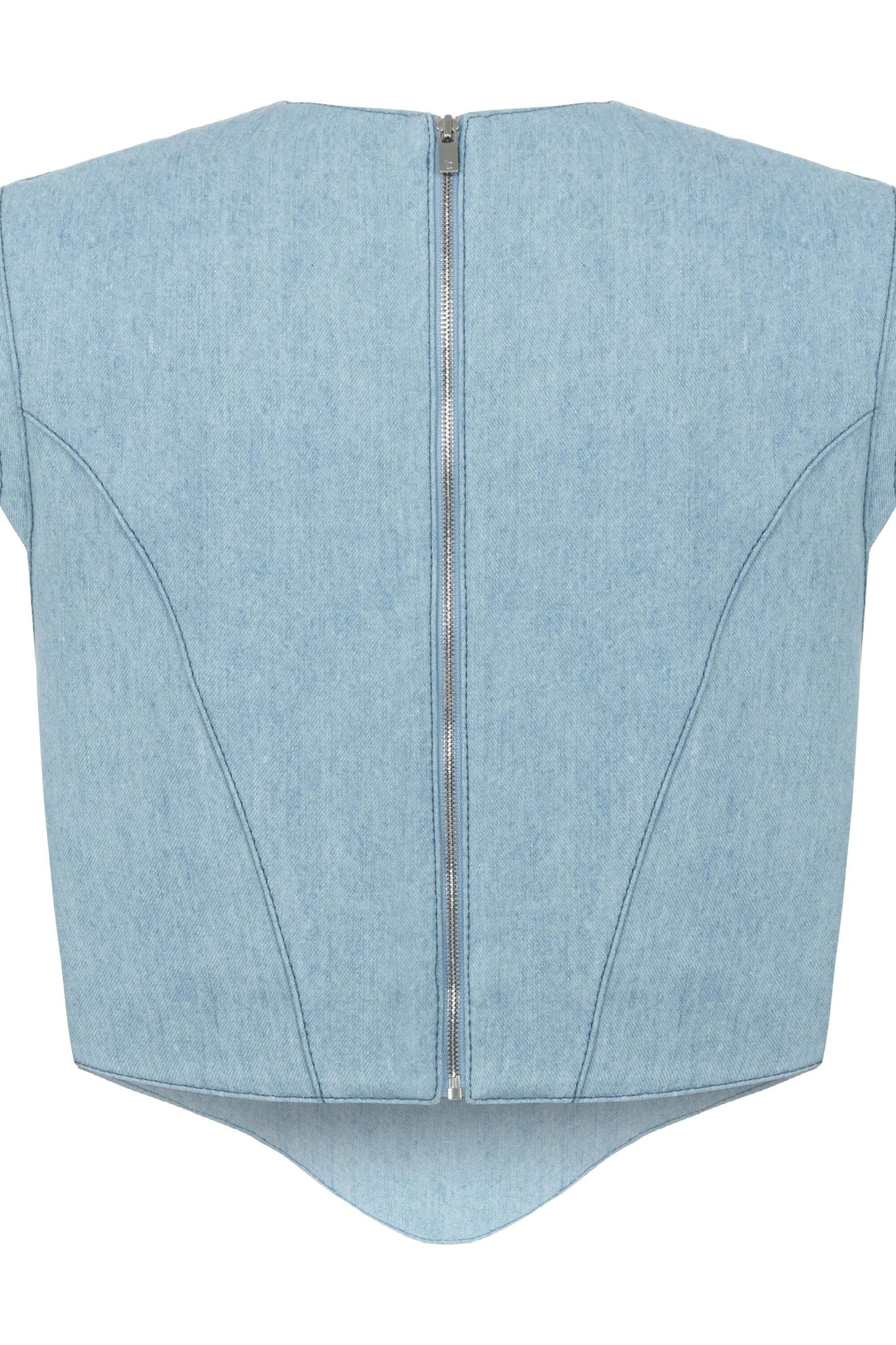 JENDUE Marvel V-Neck Denim Top - Stylish Women's Jean Blouse-2