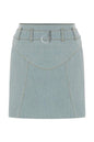 JENDUE Monte Belted Denim Skirt - Light Wash Mini Skirt-2