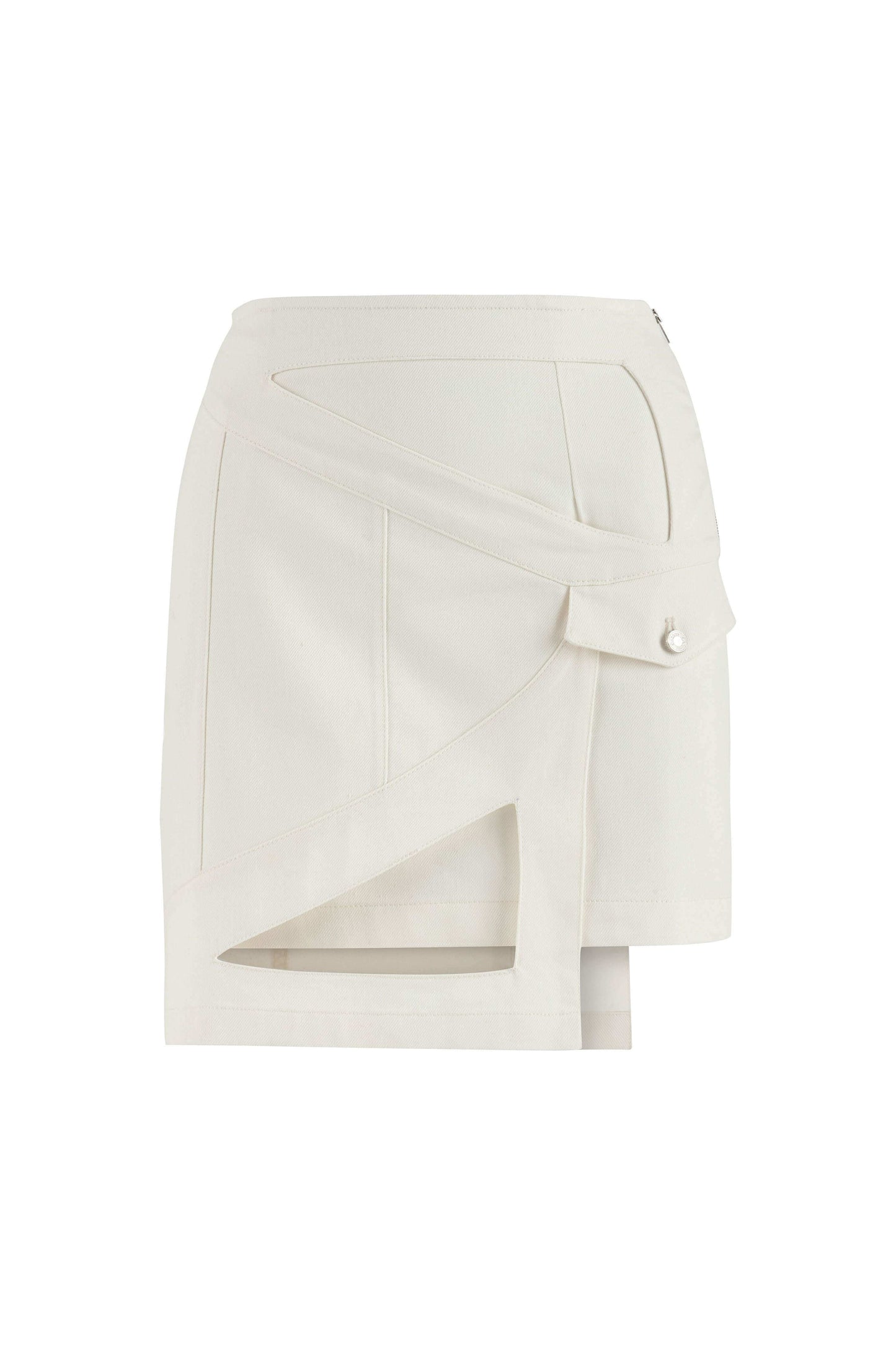 JENDUE Ron Eye Mini Denim Skirt - Modern Asymmetrical Style-1