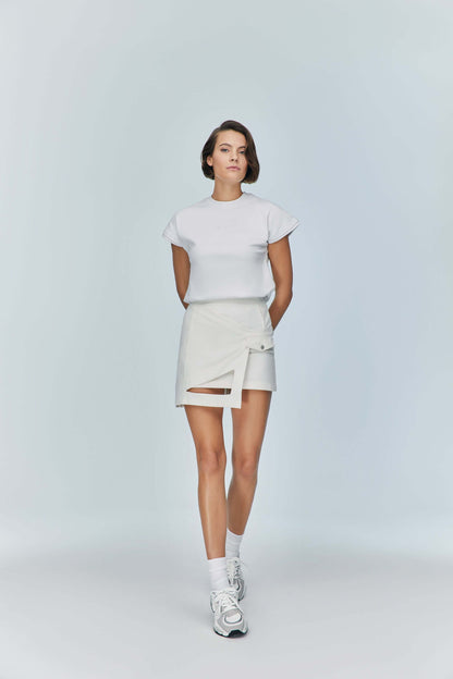 JENDUE Ron Eye Mini Denim Skirt - Modern Asymmetrical Style-4