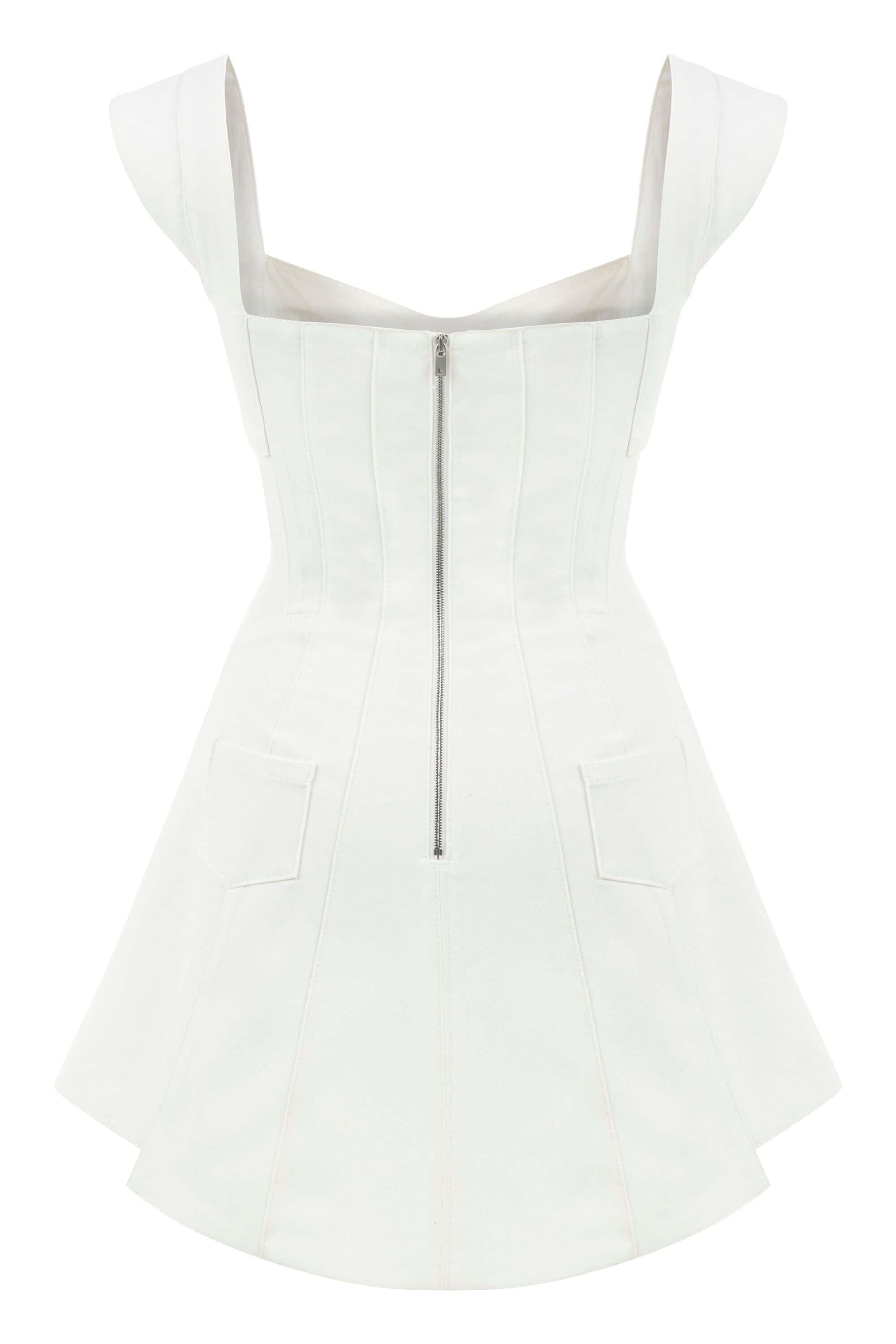 JENDUE Ron White Cut Out Denim Mini Dress - Modern & Chic-2