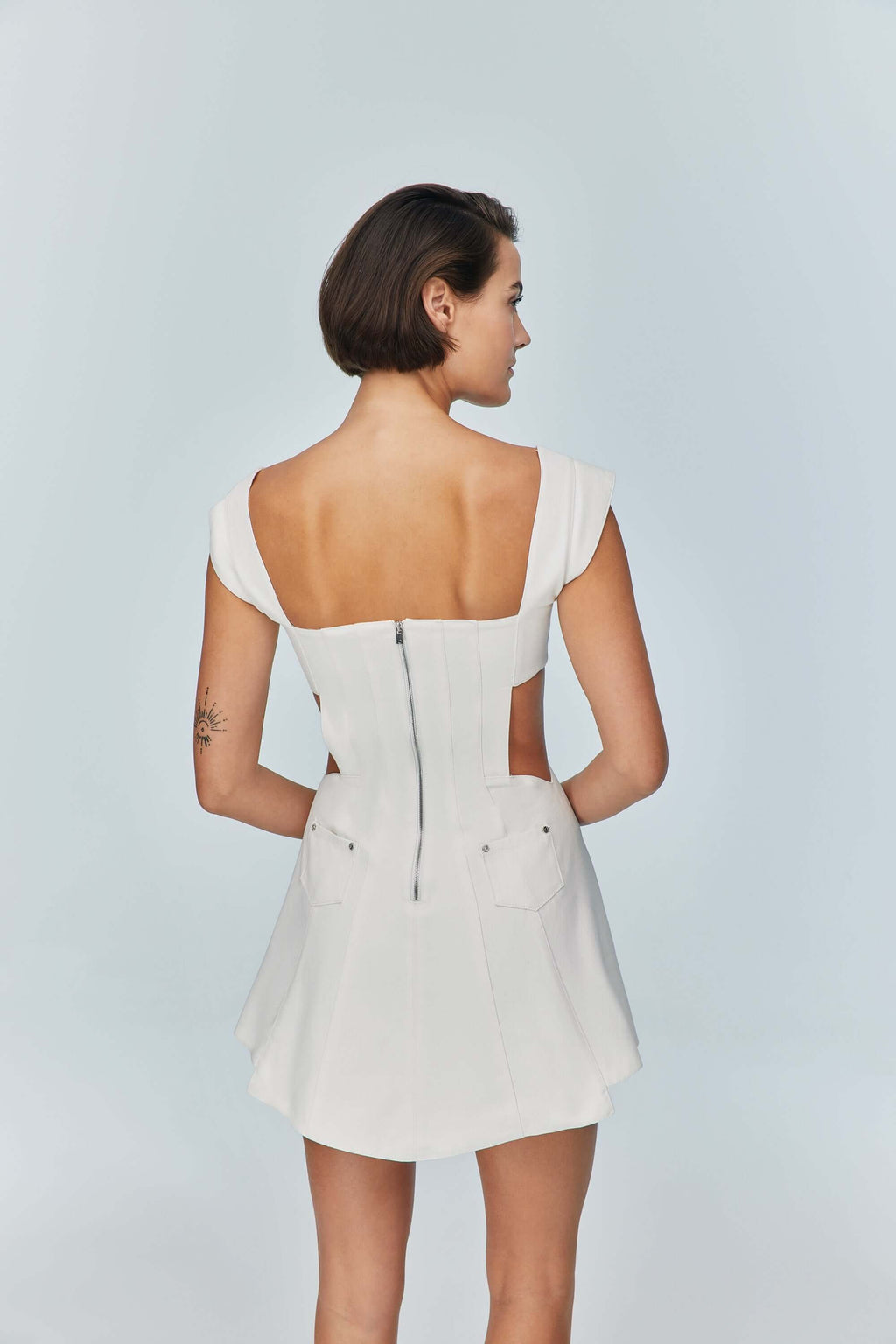 JENDUE Ron White Cut Out Denim Mini Dress - Modern & Chic-4