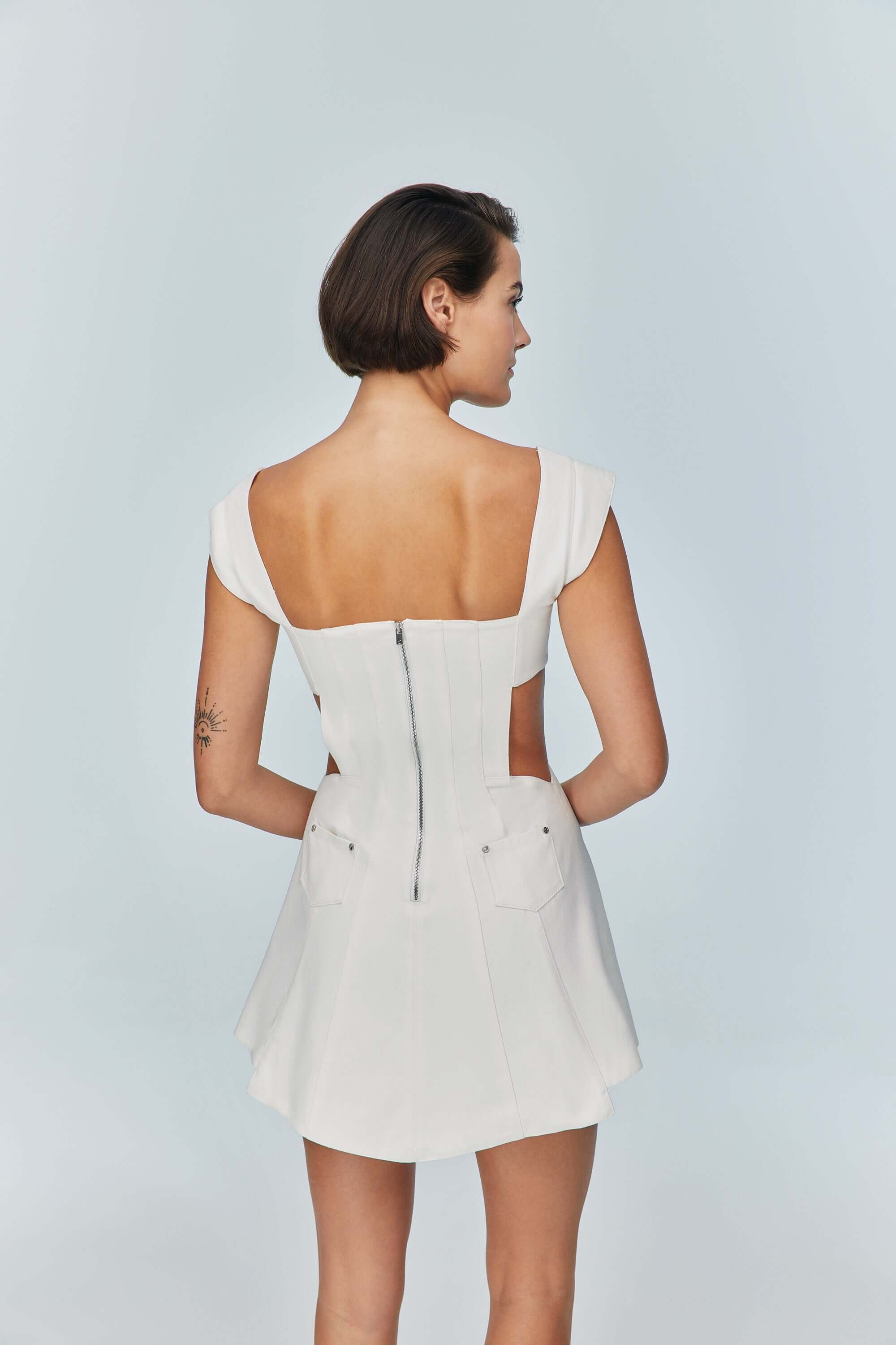 JENDUE Ron White Cut Out Denim Mini Dress - Modern & Chic-4
