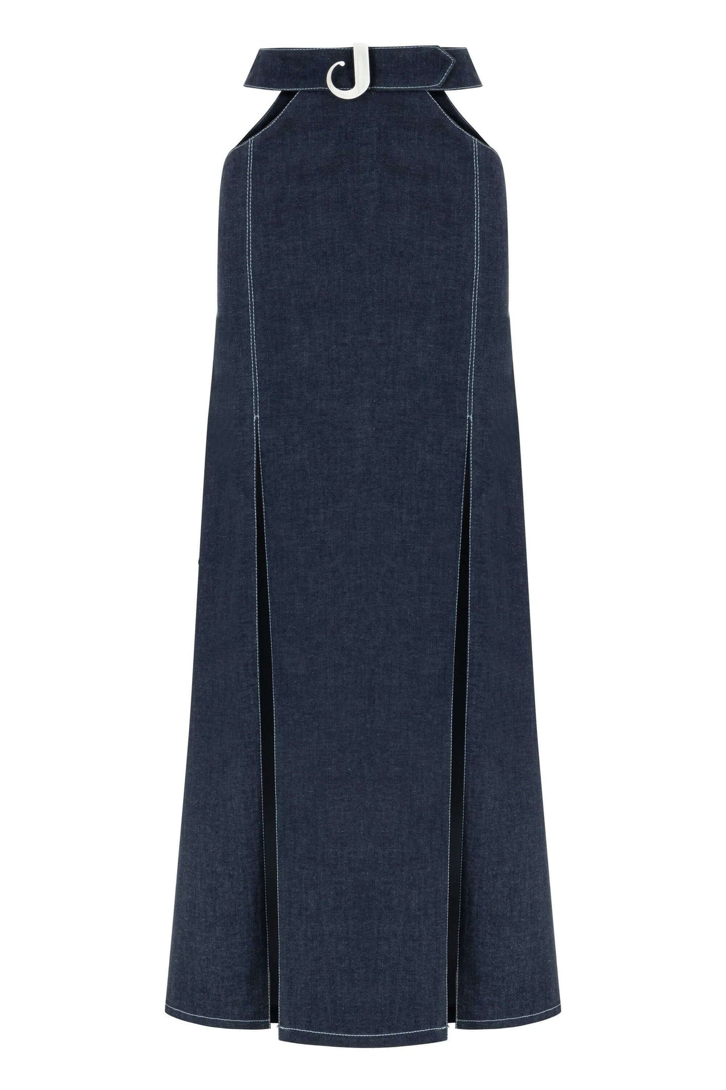 JENDUE Siena Maxi Denim Skirt - High-Waisted A-Line Blue-0