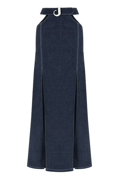 JENDUE Siena Maxi Denim Skirt - High-Waisted A-Line Blue-0