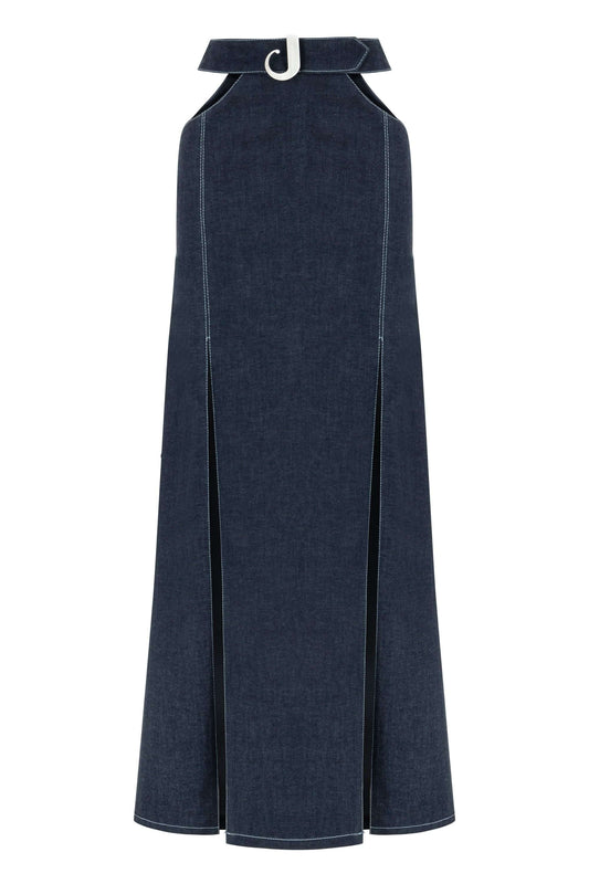 JENDUE Siena Maxi Denim Skirt - High-Waisted A-Line Blue-0