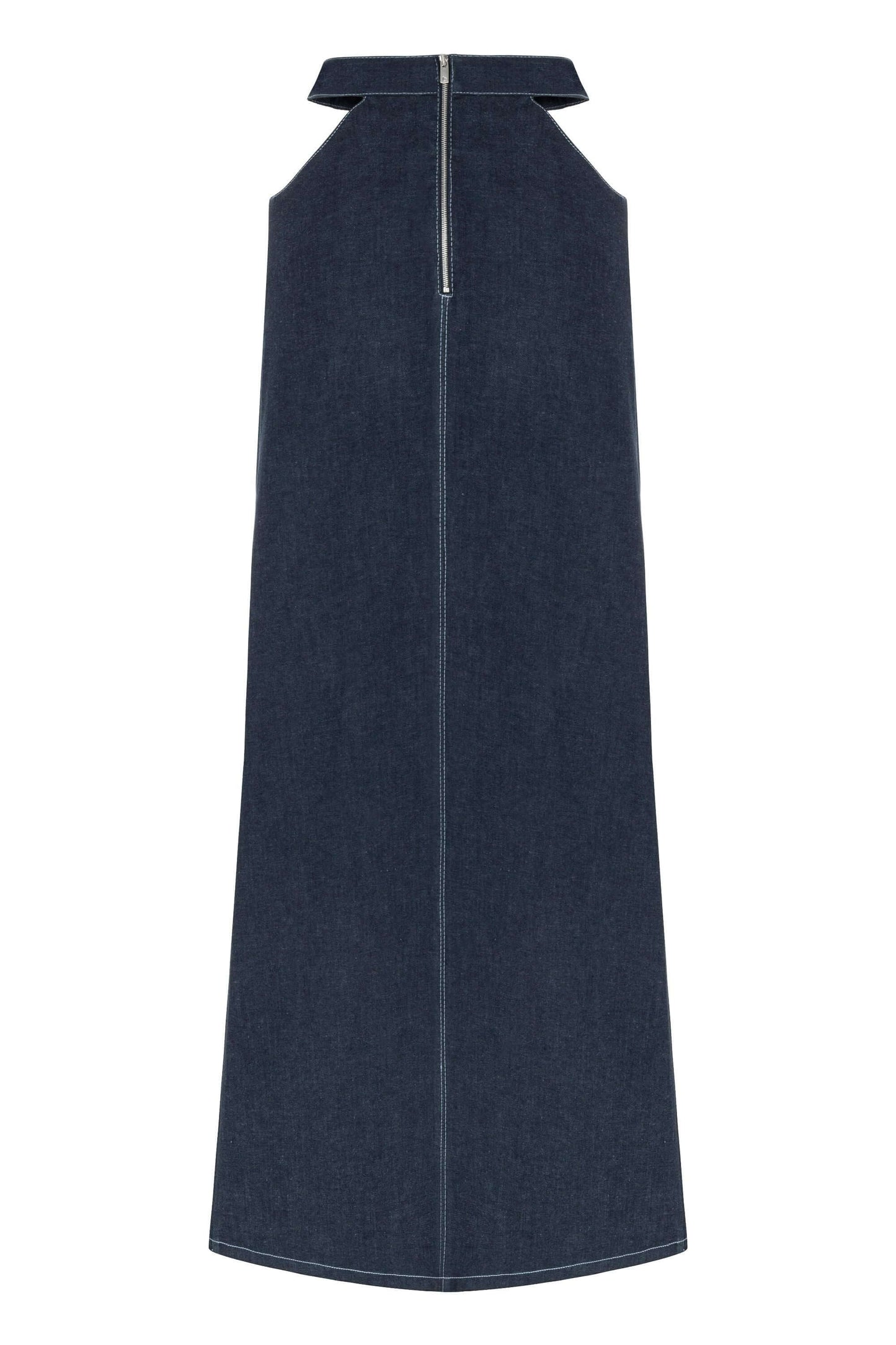 JENDUE Siena Maxi Denim Skirt - High-Waisted A-Line Blue-1