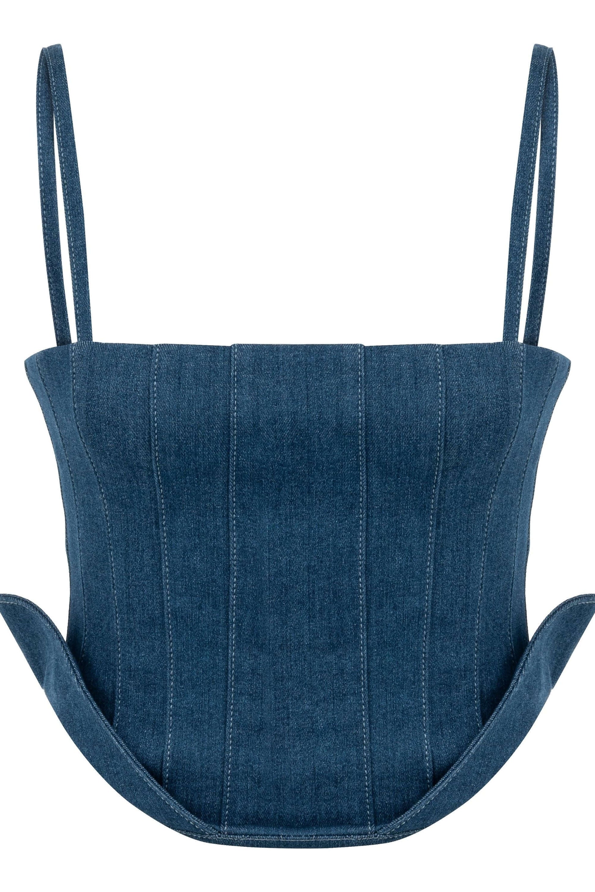 JENDUE Sosa Denim Top - Strapless Denim Corset-1