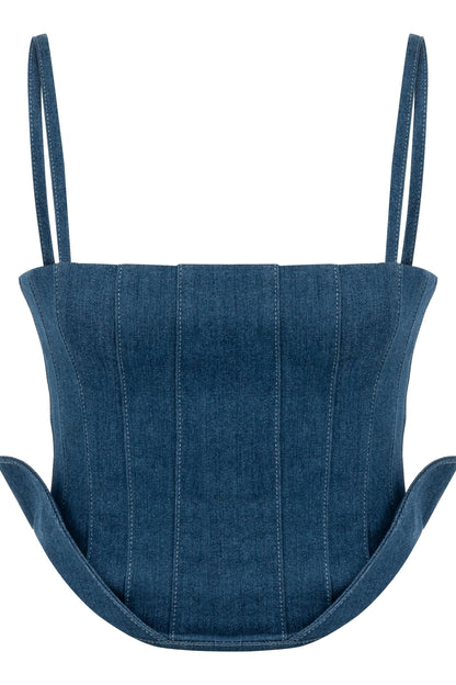 JENDUE Sosa Denim Top - Strapless Denim Corset-1