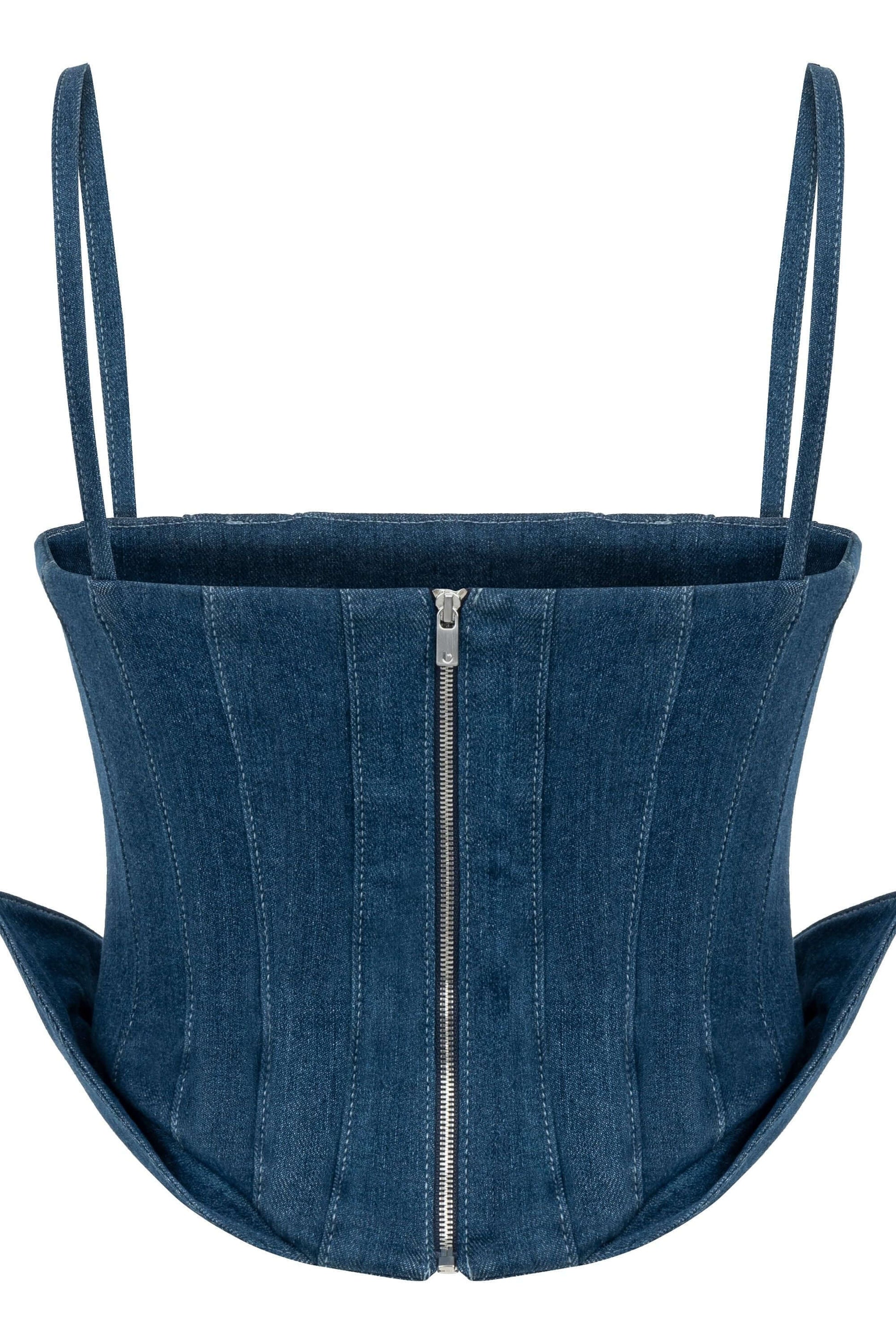 JENDUE Sosa Denim Top - Strapless Denim Corset-2