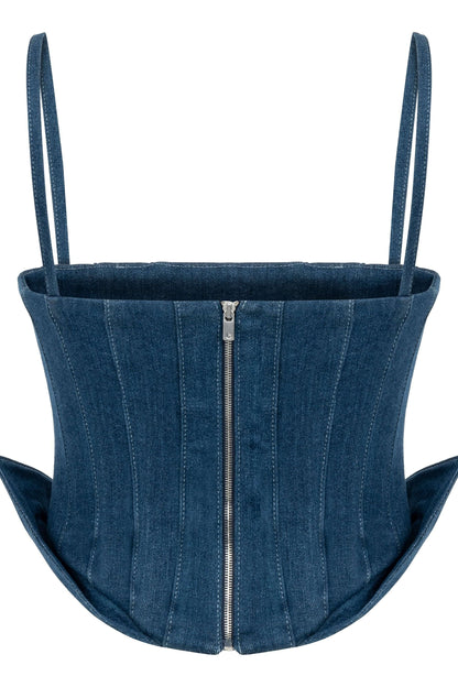 JENDUE Sosa Denim Top - Strapless Denim Corset-2