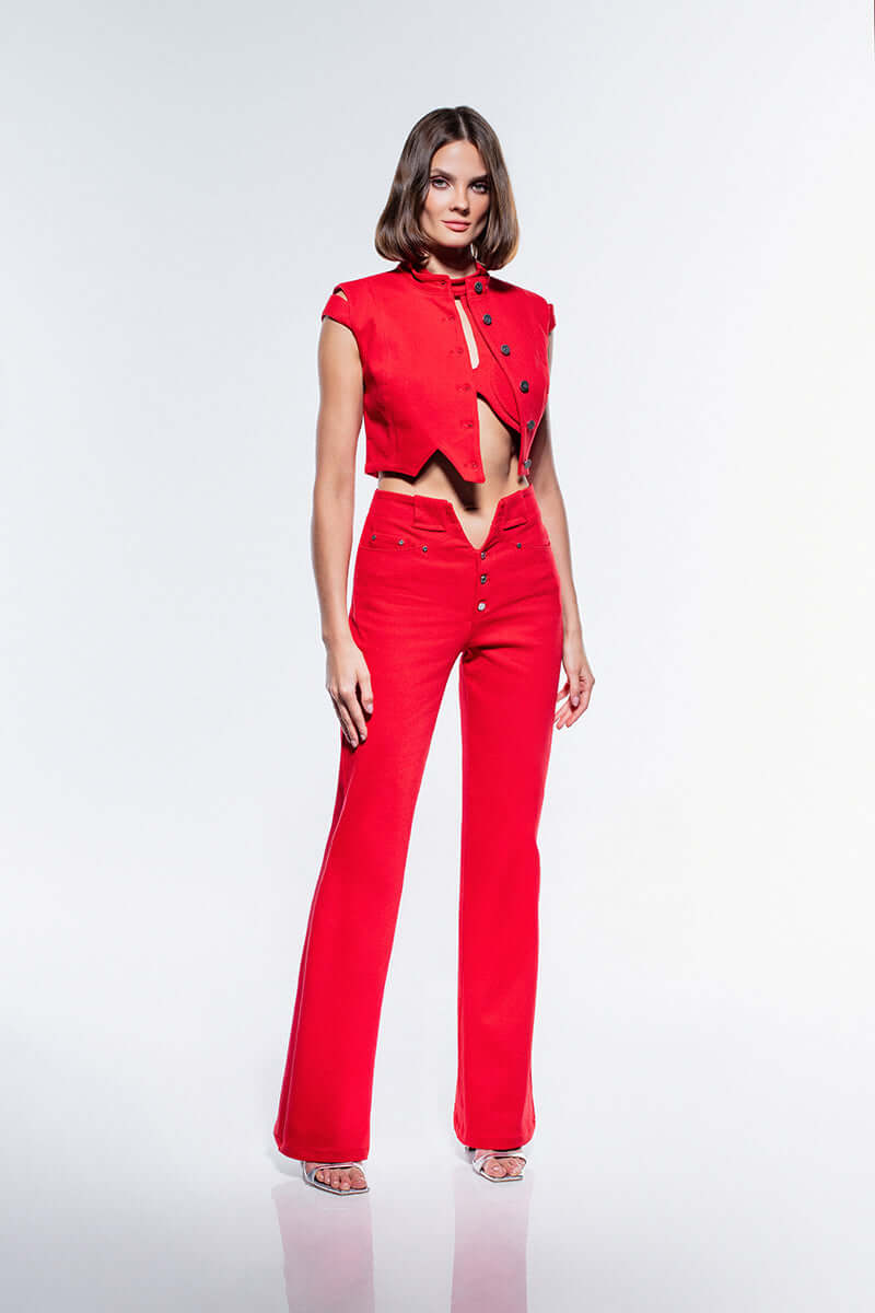 JENDUE Soul Flame Denim Jean - High-Waist Front Buttons-3