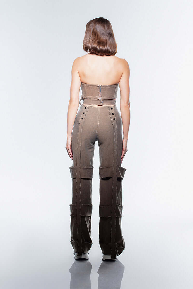 JENDUE Wild Flower Denim Corset Top-1
