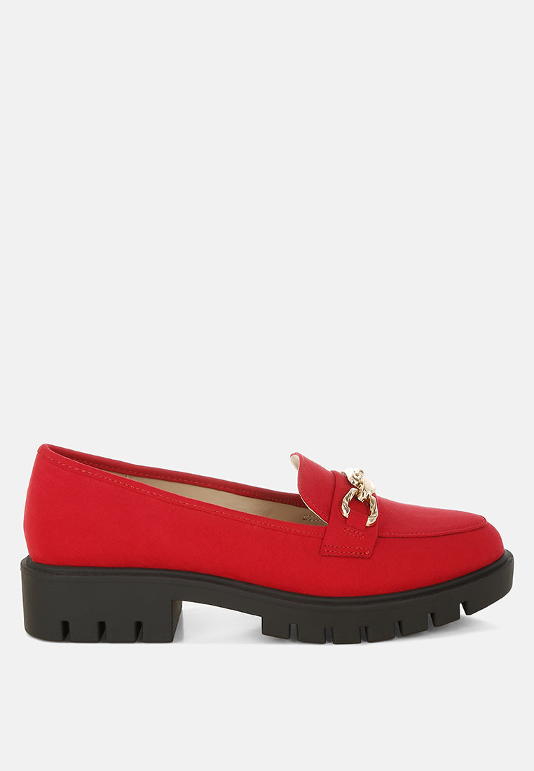 Jacop Micro Suede Metal Chain Link Loafers-6